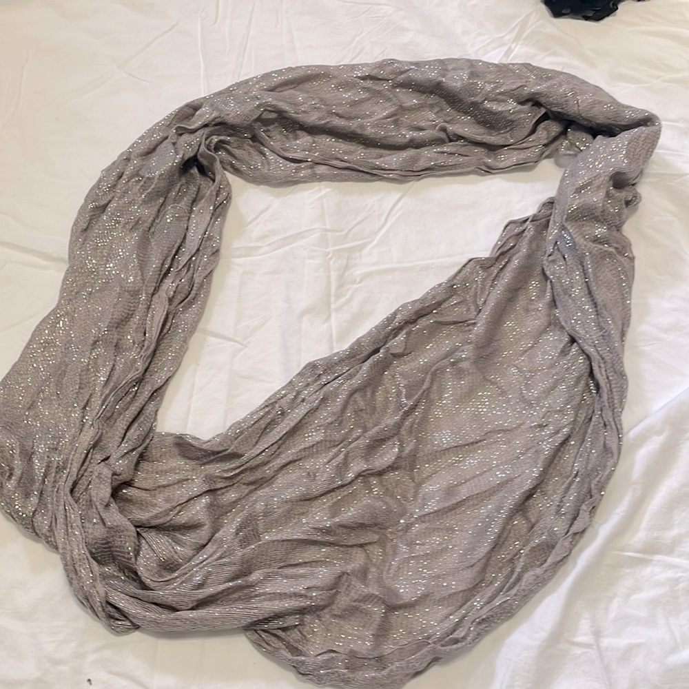 Shiny silver infinity scarf